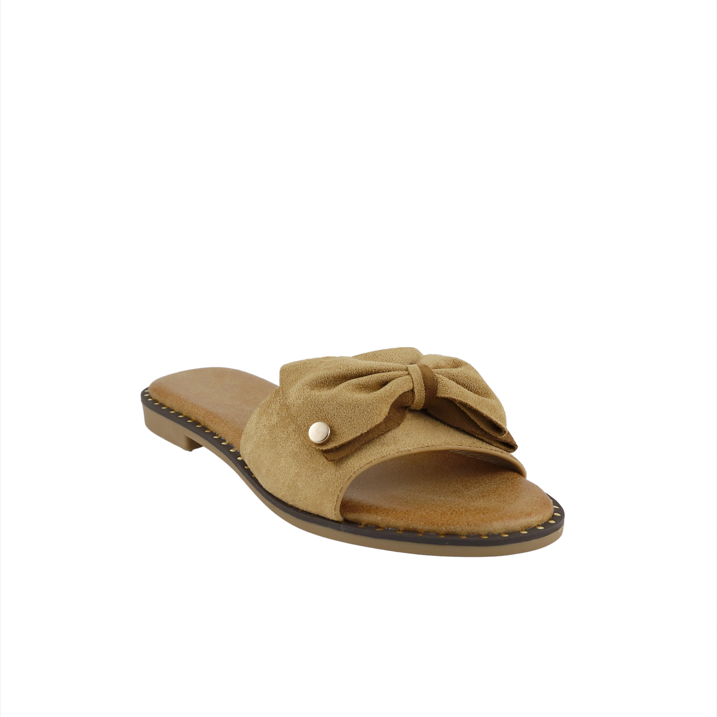 Woman Shoes Sandals - Flip Flops Camel flip flop with bow