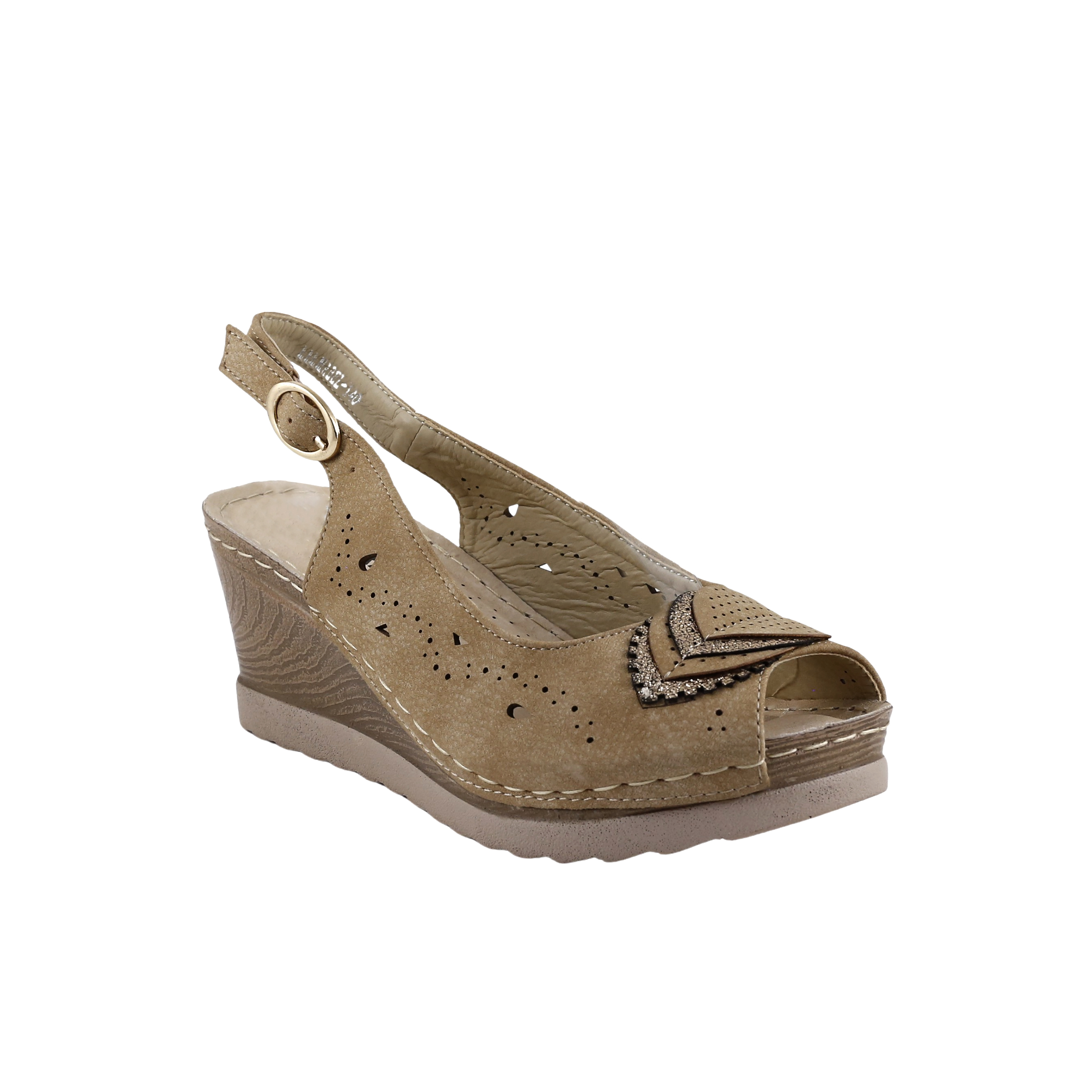 Woman Shoes Sandals - Flip Flops Taupe sandal with gold leaf