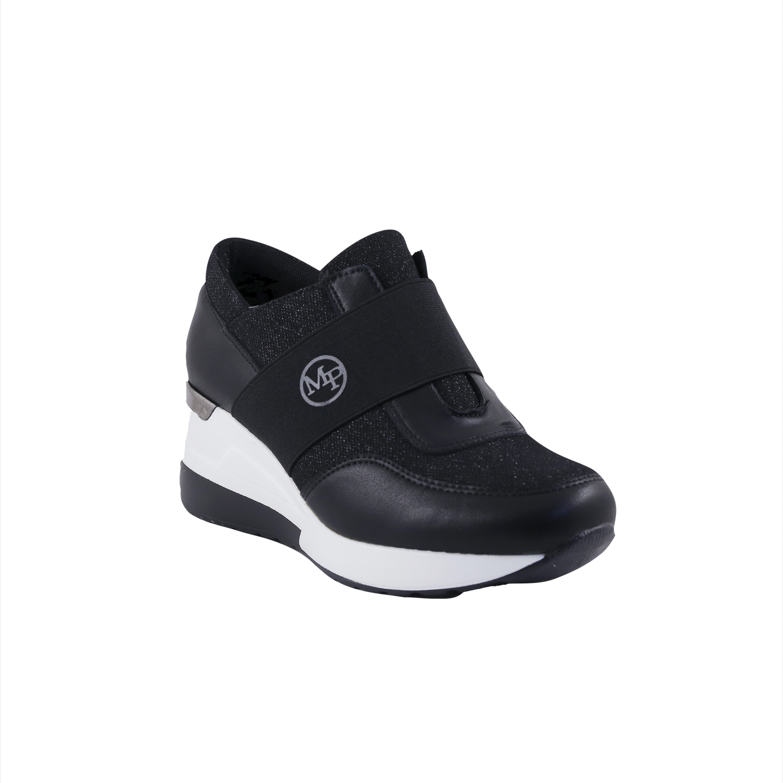 Woman Shoes Casual-Sneakers Black sneakers with elastic band