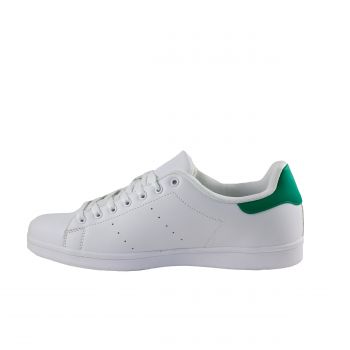 Man Shoes Casual-Sneakers White sneakers with green