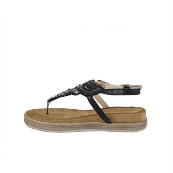 Woman Shoes Sandals - Flip Flops Black sandal with stones and stras shine