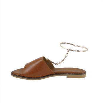 Woman Shoes Sandals - Flip Flops Camel flip flop with chain